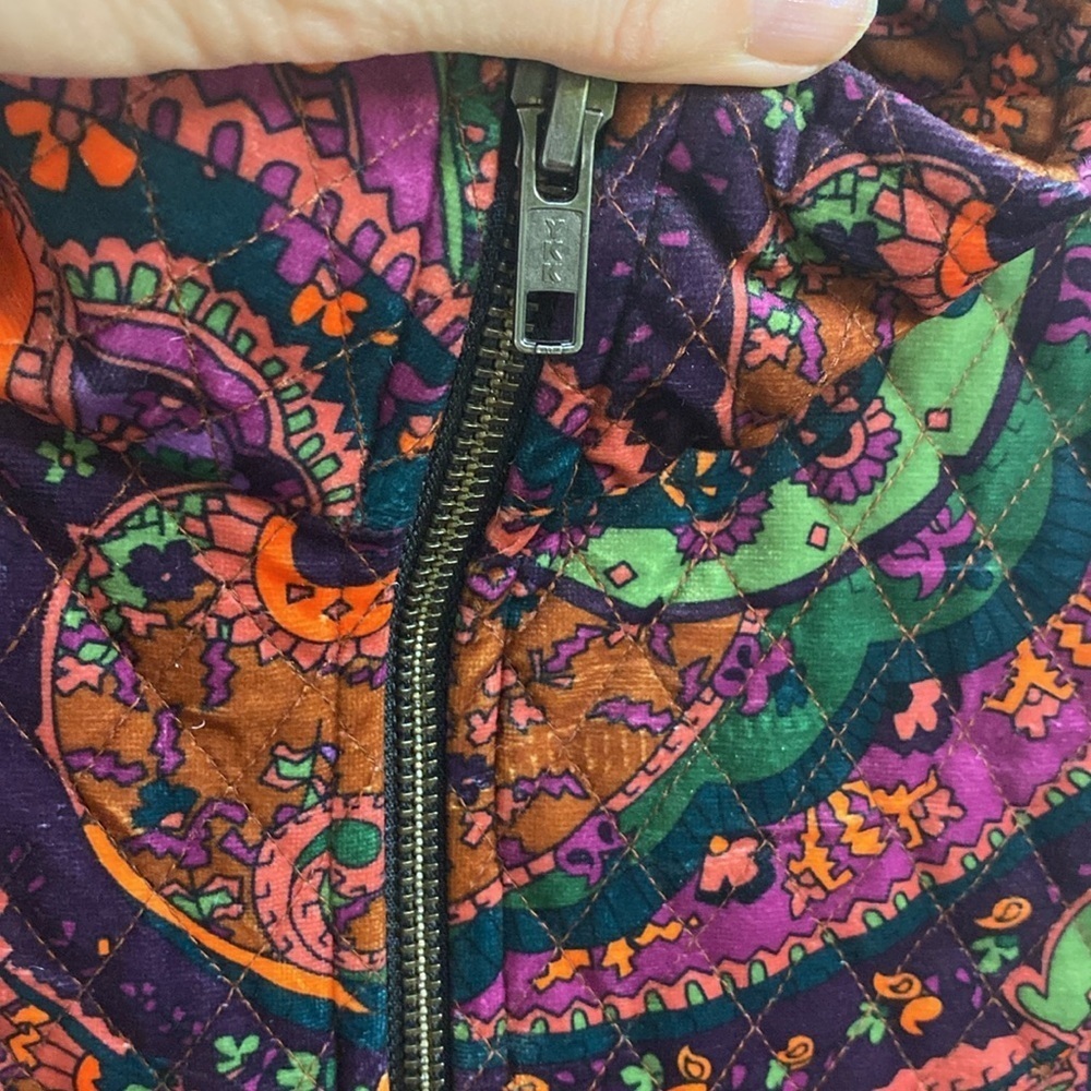 Norm Thompson Quilted Paisley Purple Velour Vest Collared Full Zip Women’s  XL - Picture 3 of 9